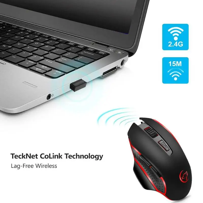 USB Wireless Mouse 2000DPI Adjustable USB 3.0 Receiver Optical Computer Mouse 2.4GHz Ergonomic Mice for Laptop PC