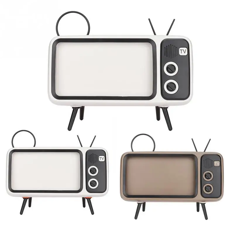 

Retro TV-shaped Bluetooth Speaker Loudspeaker Mobile Phone TV Mini Speaker for Under 6 Inch Mobile Phone Stand
