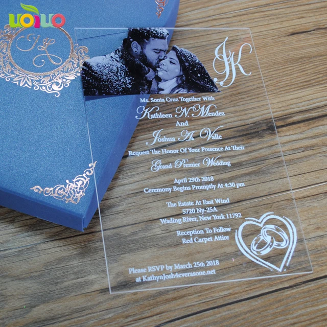 Customized 5X7inch photo Wedding Invitation Card Acrylic ...