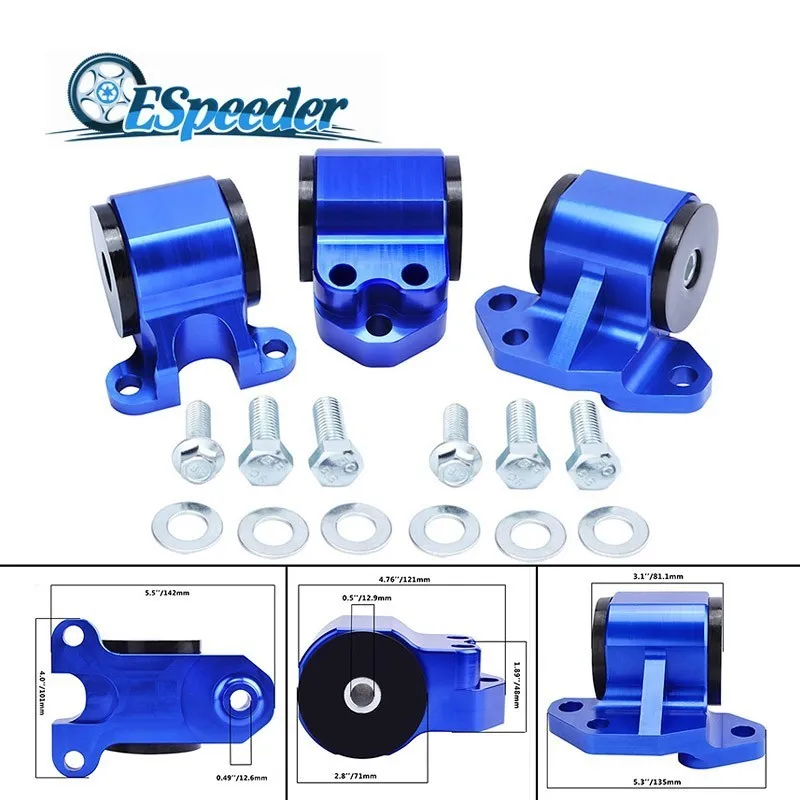 

ESPEEDER Engine Parts EG Billet Aluminum Motor Swap Engine Mount Kit For Civic EH DC D15 D16 B16 B18 Blue Silver Black Red