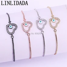 12 шт. микро проложить кубического циркония сердце разъем бусины браслеты в 4 цвета