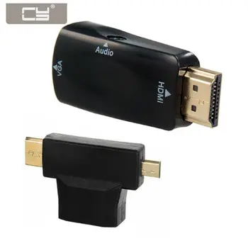 

CYDZ Mini & Micro & HDMI to VGA Output Video Adapter with 3.5mm Audio for Tablet & Projector & Monitor 3 in 1