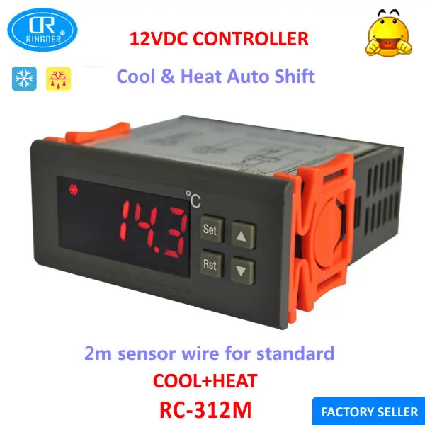 

RINGDER RC-312M Cool Heat Auto Switch Digital Temperature Controller for Semi Conductor Peltier Gauge Regulator Thermostat