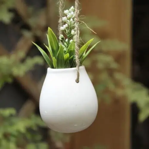 AU домашний сад балкон керамический подвесной горшок цветочный горшок ваза с шпагатом
