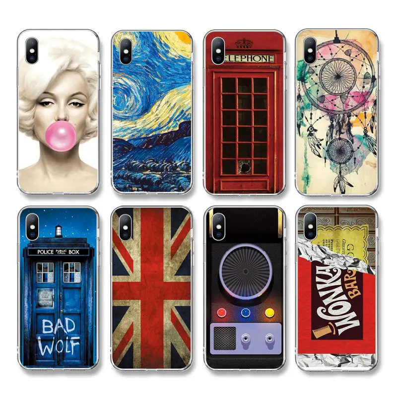 

Ottwn Soft TPU Phone Case For iPhone 6 6S 7 8 Plus X XR XS Max 5 5s SE Retro Art Pattern Silicone Back Cover For iPhone 7 Cases