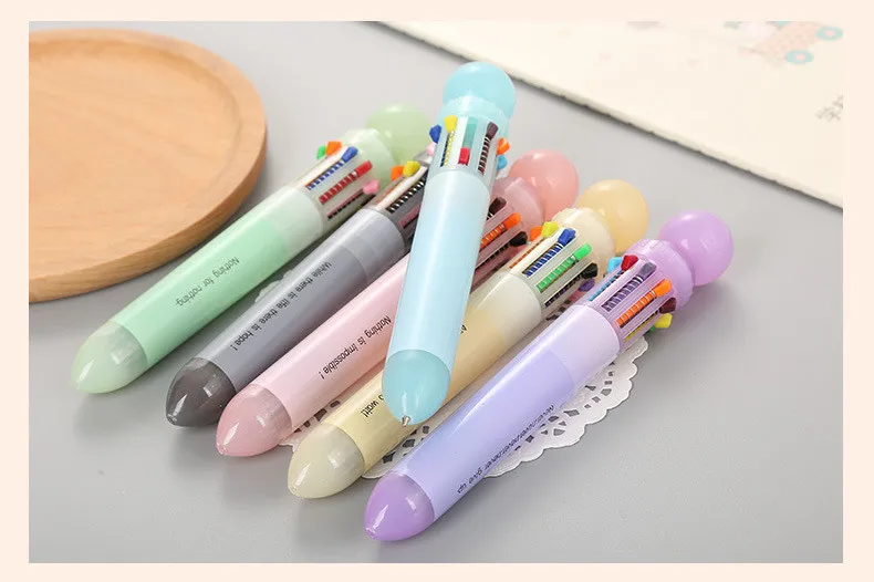 Новые 10 цветов/ручка милые DIY канцелярские принадлежности Kawaii конфеты головка пресс Стиль Шариковая ручка многоцелевой школьные и офисные принадлежности