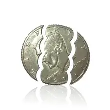 New Hot Two Fold Bite Coin Dollars Magic Close-Up Street Magic Trick Prop Bite Coin And Bite Currency Restore Half Illusion