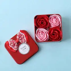 4 шт. ароматическое мыло для тела роза цветок мыло свадебное украшение день Святого Валентина подарок для подруги Роза Мыло Цветы с коробкой