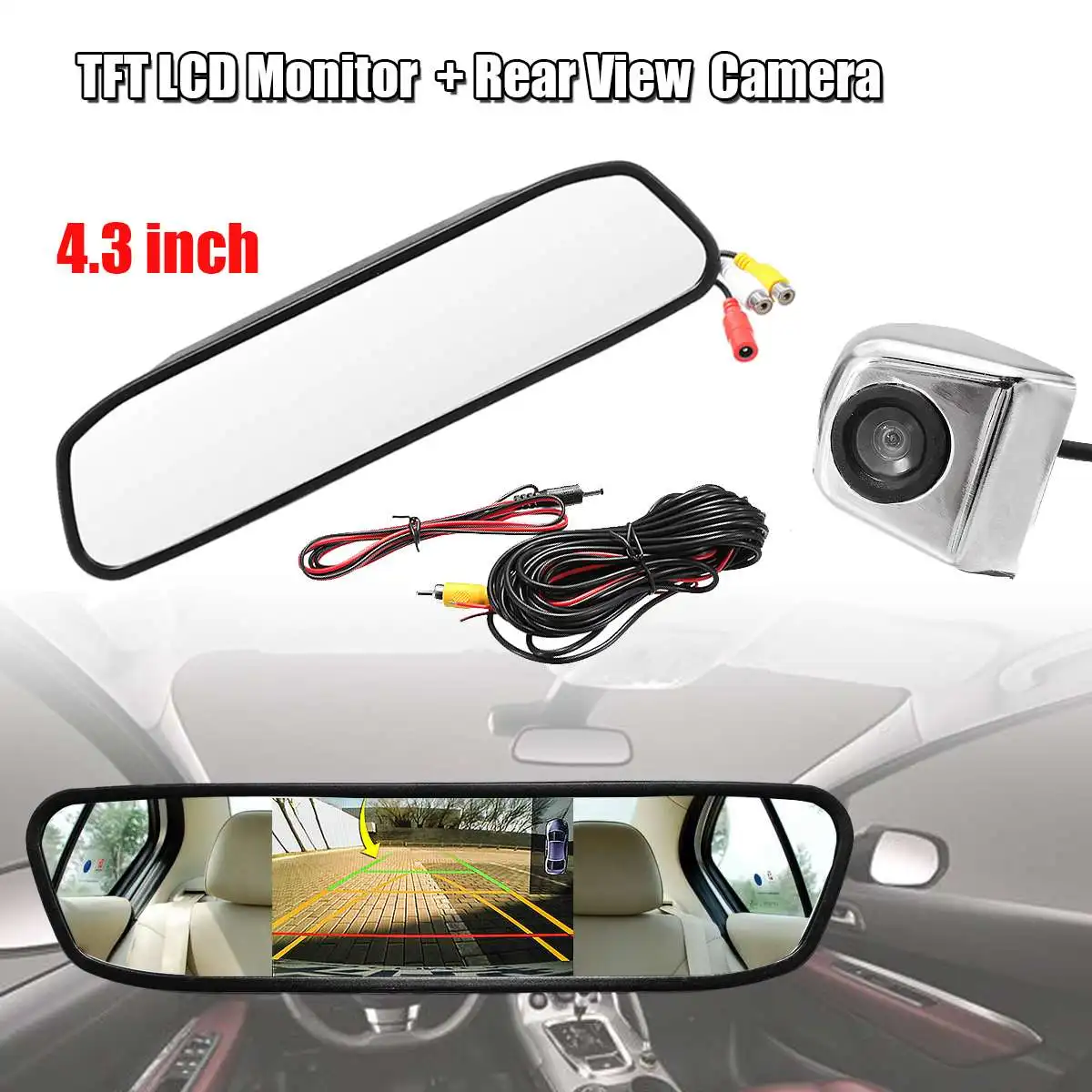 

Podofo 4.3" Car Rearview Mirror Monitor Auto Parking System + LED Night Vision Backup Reverse Camera CCD Car Rear View Camera