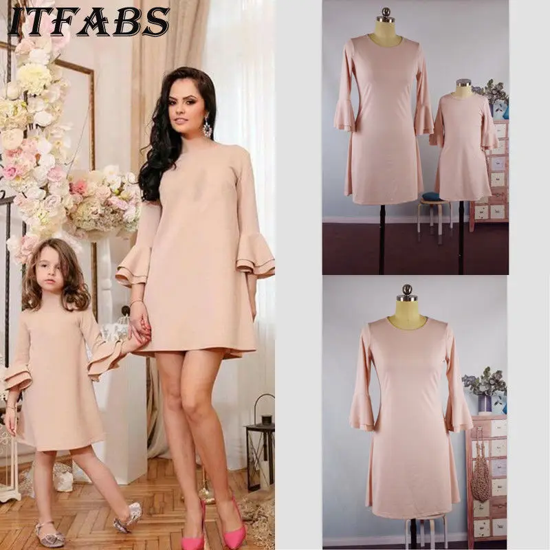 

2019 Hot Mother and Daughter Casual Autumn Elegant Skirt Tulle Dress Matching Outfits Set