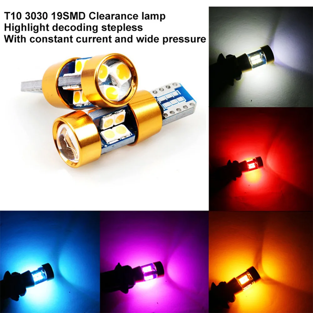 

2PCS T10 LED canbus W5W 194 Interior Xenon White LED CANBUS NO OBC ERROR t10 19SMD 3030 with Lens Projector Aluminum