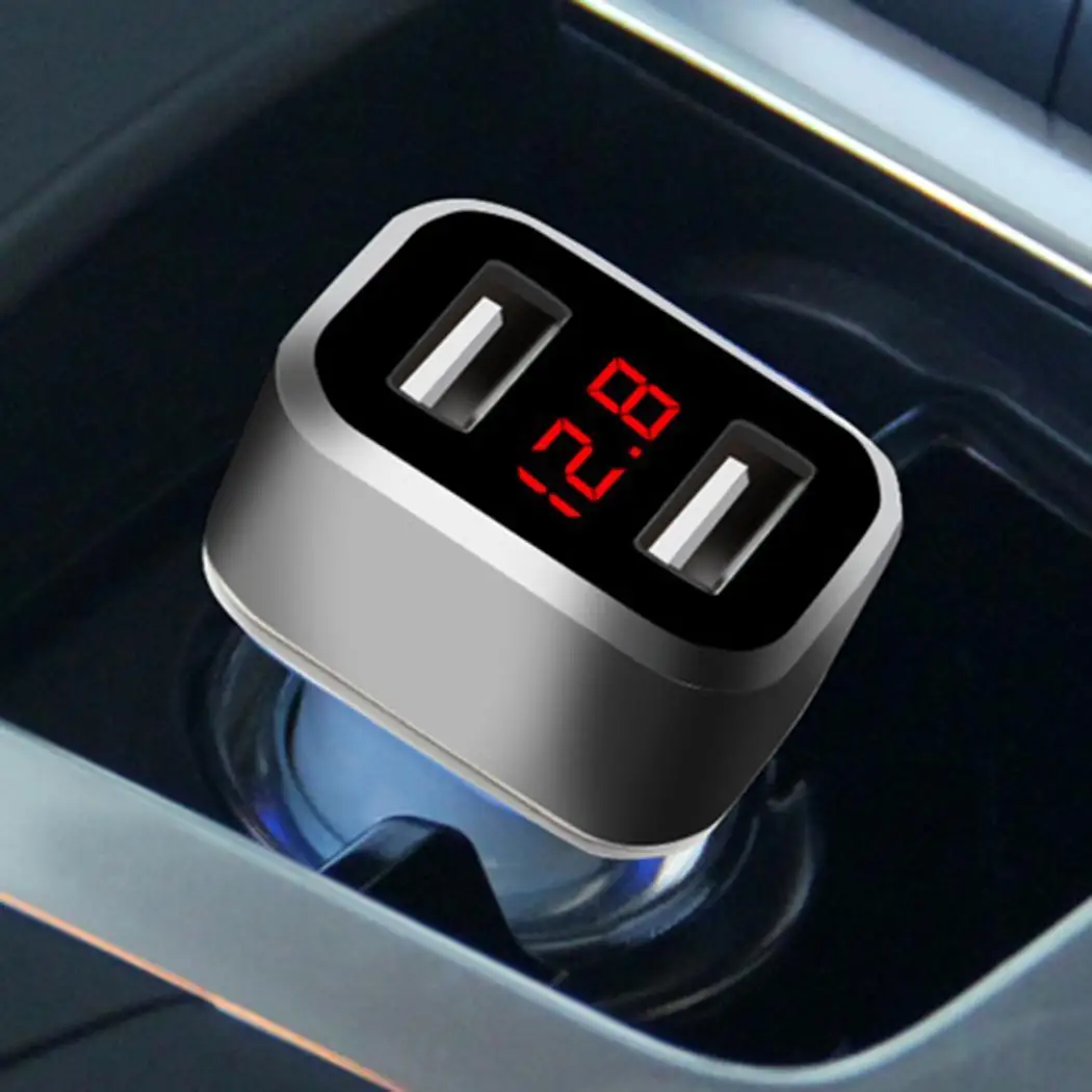 

Dual USB Car Charger Adapter 3.1A Digital LED Voltage Current Display Auto Vehicle Metal Charger For Smart Phone Tablet