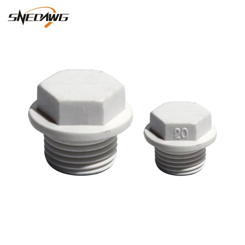 

2pcs PVC-U Water Pipe Plug with Thread 20/25/32/40/50mm Water Pipe Supply End Cap