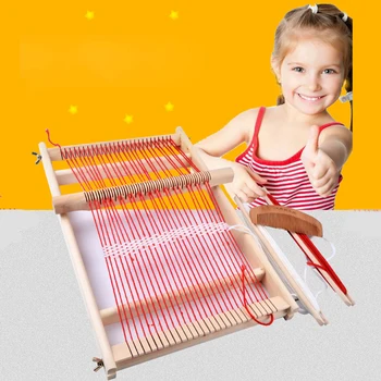 

DIY Assemble Traditional Educational Durable Knitting Machine Handcraft Gift Children Wooden Frame Easy Operate Toy Weaving Loom