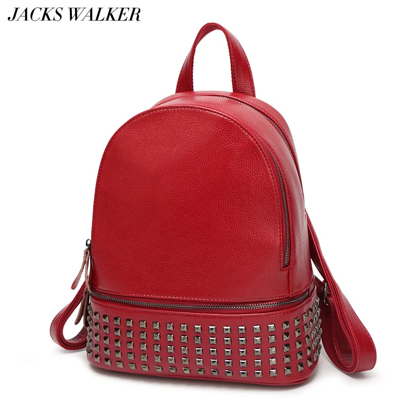 

2019 New Fashion Women Backpacks Rivet High Quality Pu Leather Female Ladies Bag Korean Student Backpack Preppy Style Bag