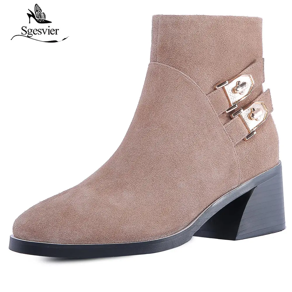 

Sgesvier Plus Size 30-48 Winter Ankle Boots Women Shoes Warm Fur Fashion Boots Buckle Short Boots Fashion Ladies Footwear Woman