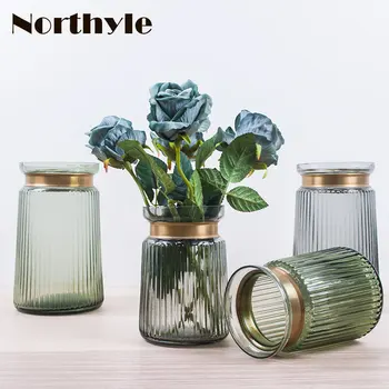 

America golden neck theme glass vase wedding decoration artificial flower vase home decoration flowerpot