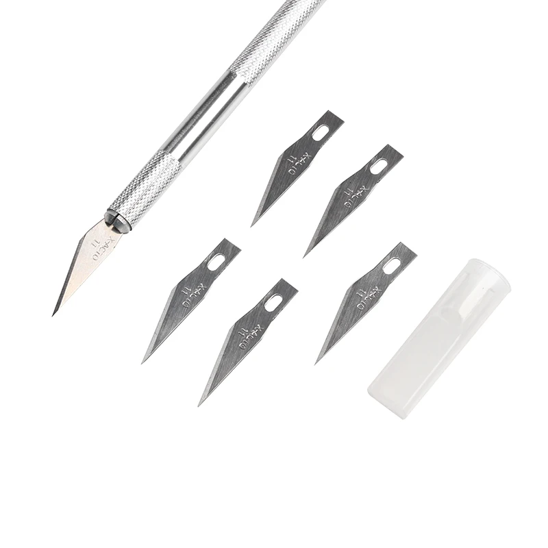 1Set Non-Slip Metal Scalpel Knife Tools Kit Cutter Engraving Craft knives with 5pcs Blades Mobile Phone PCB DIY Repair Hand Tool |