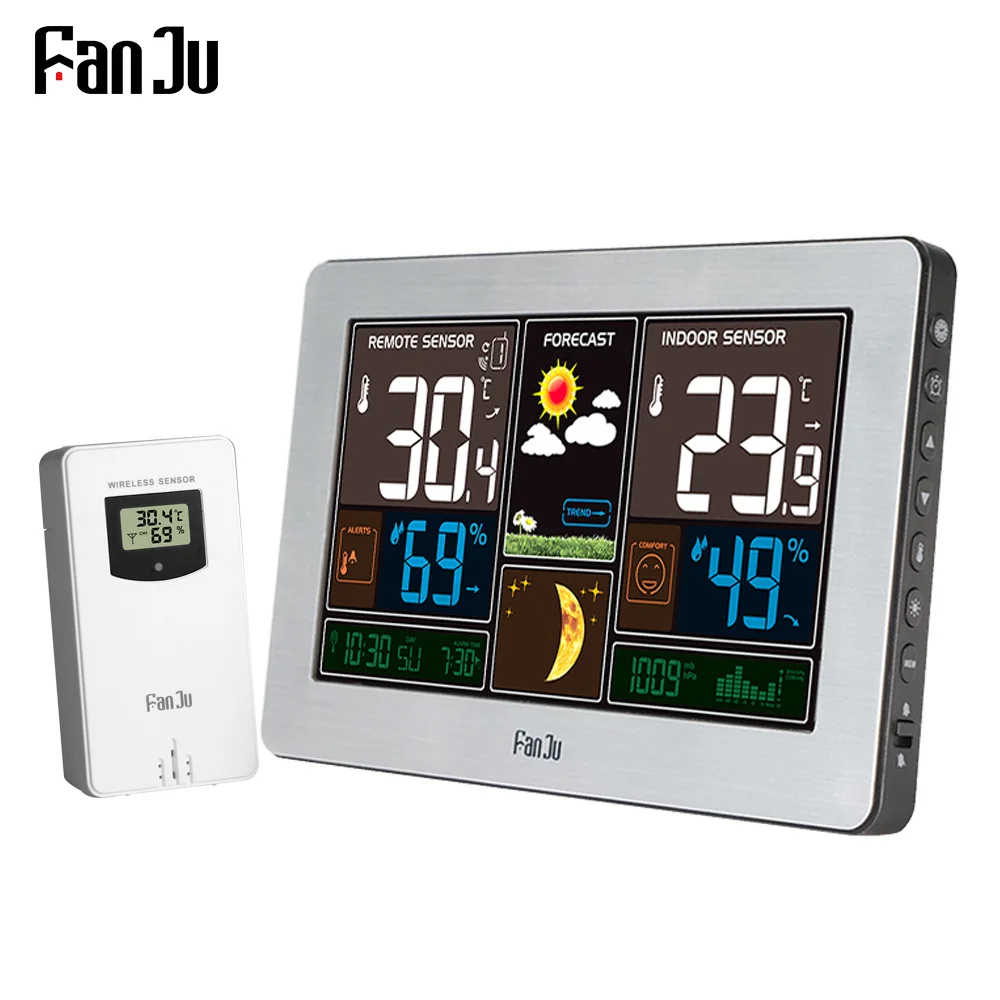 FanJu FJ3378 Wireless Weather Station Wall Digital Clock Barometer