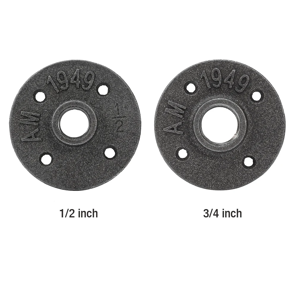 

10pcs 4 Holes Malleable Cast Iron Thread Floor Flange Fittings For DIY Pipe Shelf Industrial Pipe Furniture DIY Decor Projects