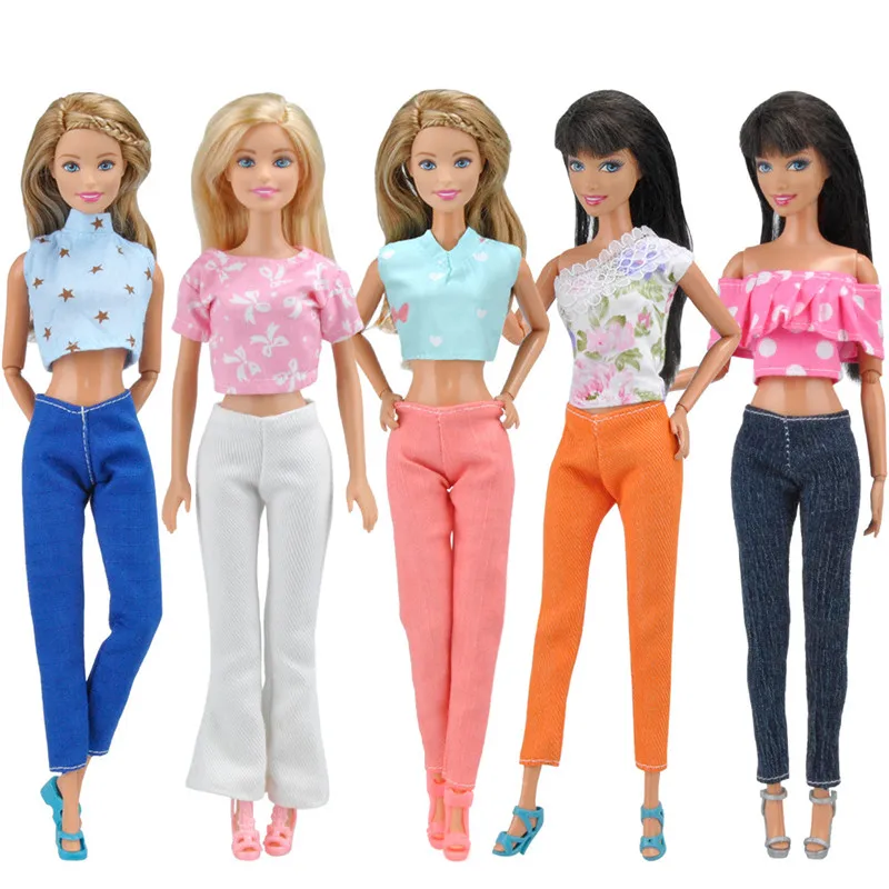 

1PCS Handmade Fashion Outfit T-shirt Leggings Trousers Accessories Clothes For Girl Doll Toy Casual Dating Wear Kids Toys