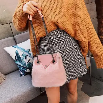 

Cute Cartoon Owl Chain Bag Women Plush Bucket Crossbody Bags Causal Ladies Elegant Shoulder Messenger Bag Girl Phone Coin Purses