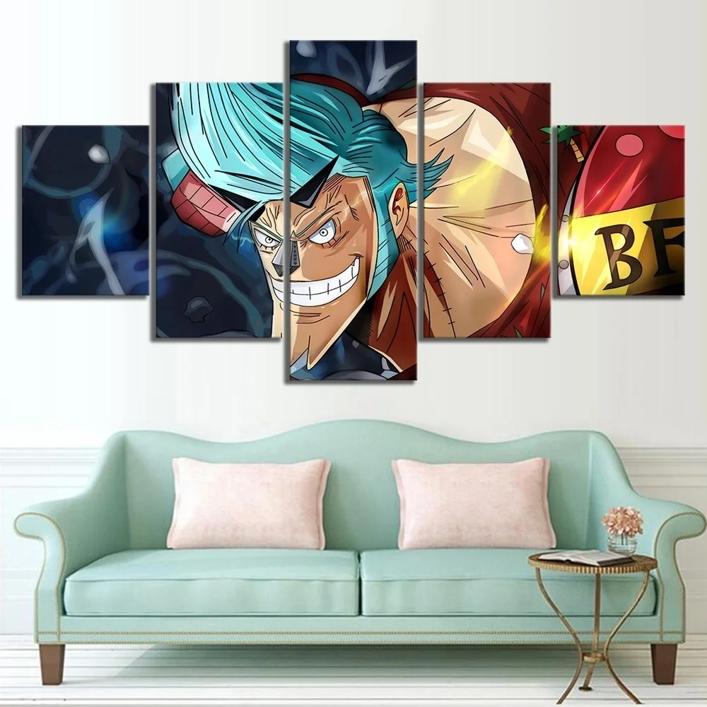 

5 Piece Wall Art Anime Poster Picture One Piece Robot FRANKY Poster Wall Painting for Home Modern Decor Canvas Wholesale