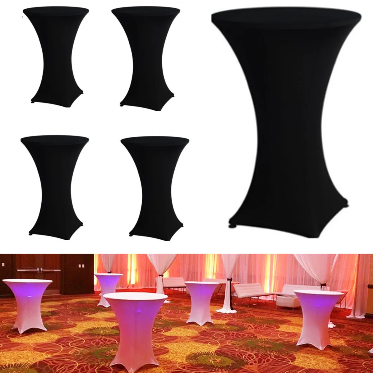 

Wedding Decorations 5PCS/Set Spandex Stretch Fitted Table Cloth 60X110cm Cocktail Party High Bar Tablecloth Cover 23 inch