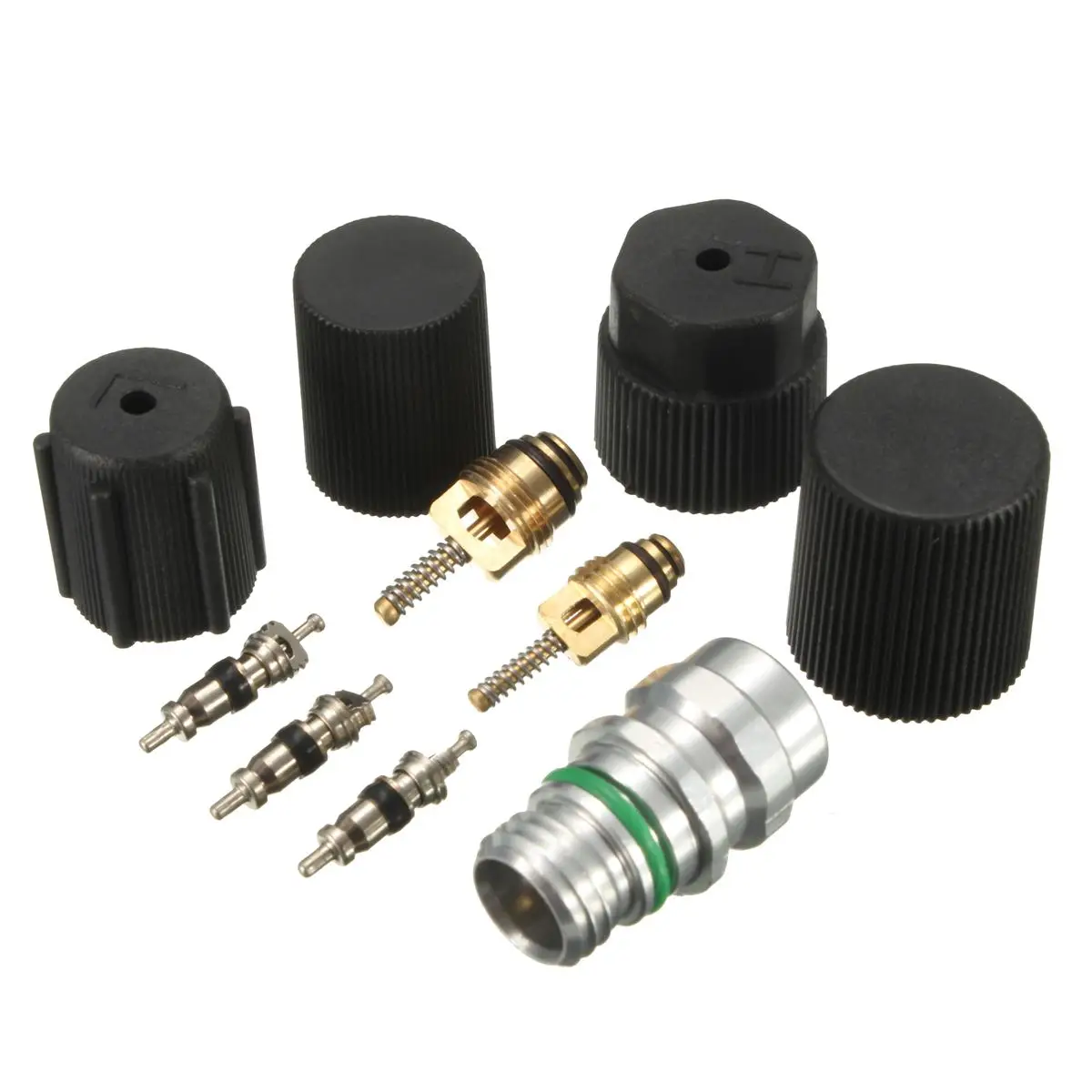 

1 Set Air Conditioning Service A/C System Cap & Valve Cores Santech Rapid Seal Kit
