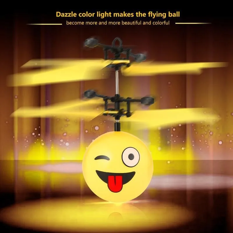 

Antistress Emotion Magic Flying Ball Infrared Induction Flying Flash Disco Smile Magic LED Lamp Ball Helicopter KID Toy RC Drone