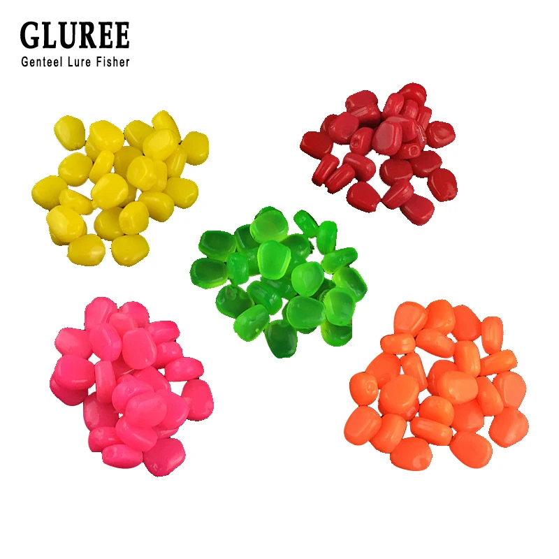 

GLUREE 1Pcs Corn Kernels Fishing Lures PVC Corn Smell Soft Bait Artificial 5 Colors 1cm Bait Carp Fishing Tackle Accessories