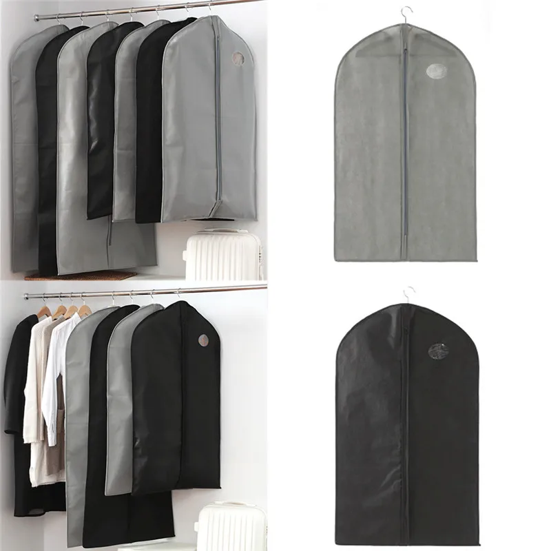 

Brand New Clothes Hanging Bag Dust Covers Hangers Garment Suit Dust Proof Wardrobe Storage Organizer