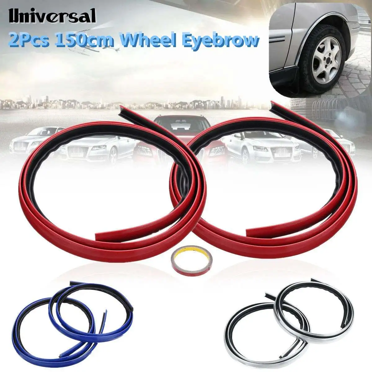 

2pcs 150cm Universal Car Mud Flaps Splash Guard for Fender Flare Extension Wheel Eyebrow Cover Moulding Trim Protector Lip