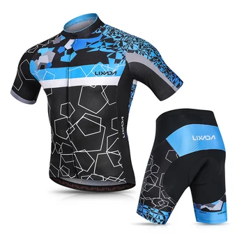

Lixada Men Cycling Jersey Set Breathable Quick-Dry Short Sleeve Biking Shirt and Gel Padded Shorts MTB Cycling Outfit Set