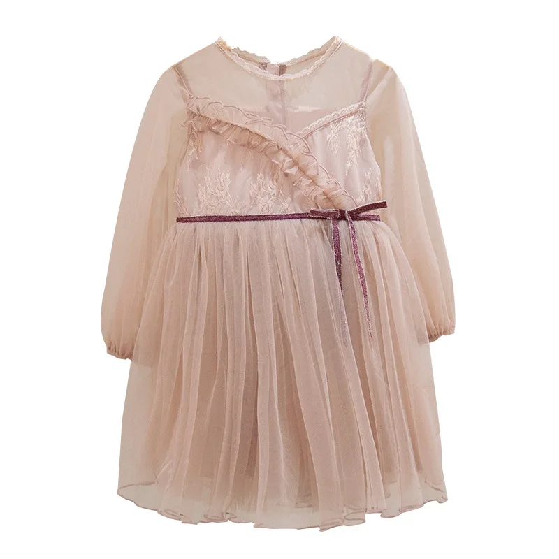 

shine-bow ruffle noble vintage gown age for 3-12 yrs little girls princess party evening lace dress baby girl long sleeve frocks