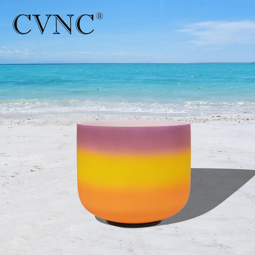 

CVNC 12 Inch Tuned B Crown Chakra Rainbow Quartz Frosted Crystal Singing Bowl