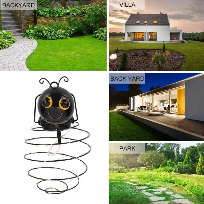 

20 LED Solar Bee Hanging Light Warm White Copper Wire Lamp String Lights