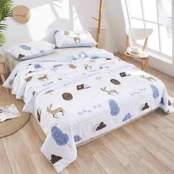 

20 Kinds Brief Summer Quilt Washed Cotton White Forest Animal Pattern Cool Air Conditioner Blanket Thin Comforter For Children