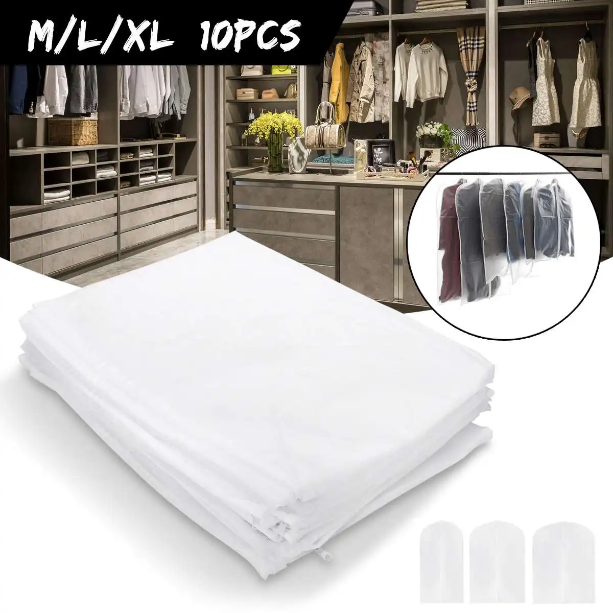10x M/L/XL Vacuum Bags Storing Clothes Garment Suit Dust Cover