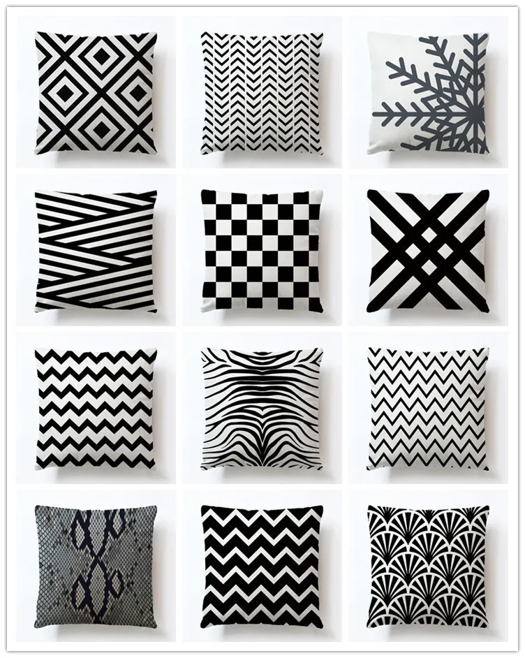 

Geometry Pillowcase Nordic Cotton Black White Classic Sweet Home Decorative Accessories 45x45cm