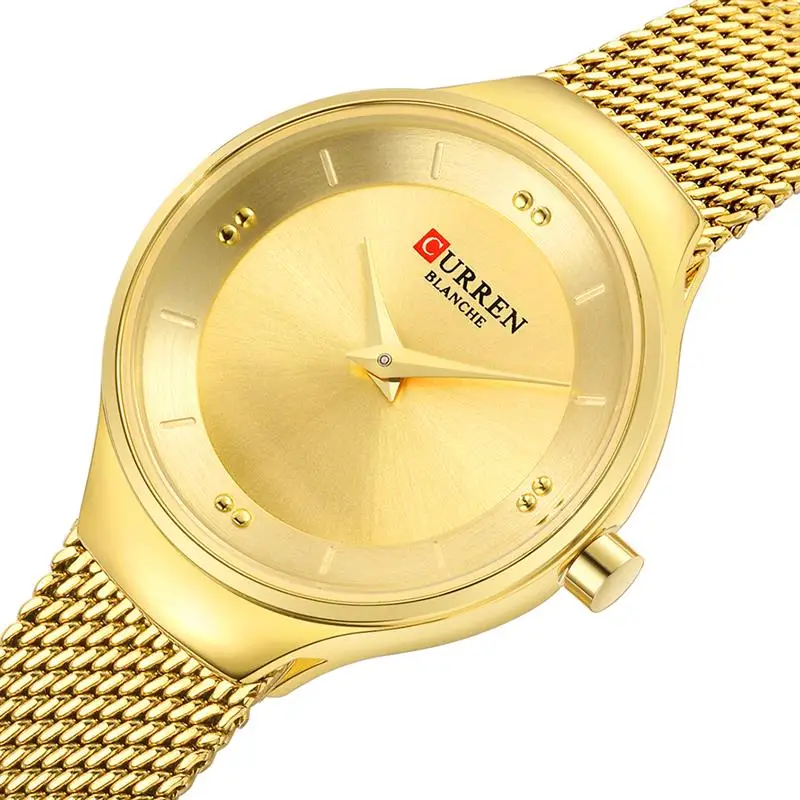 

CURREN Watches Women's Quartz Watch with Stainless Steel Mesh Strap Ladies Dress Wristwatch Fashion Gold Clock Female relojes