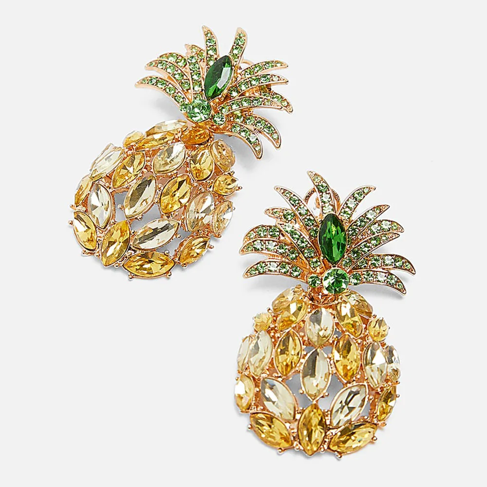 

Flatfoosie 2019 New Pineapple Crystal Drop Earrings For Women Trend 2019 Jewelry Accessories INS Girls Statement Earring Party