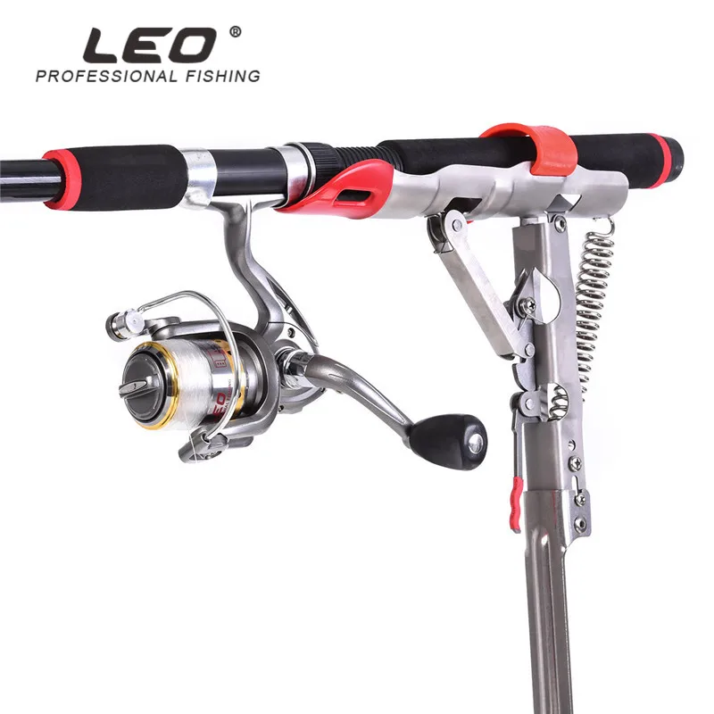

LEO 28006 Foldable Stainless Steel Spring Automatic Fishing Rod Holder 8KG Pull Spring Bracket Adjustable Sensitivity Tool pesca