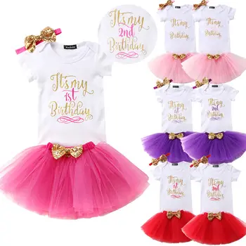 

Pudcoco Girl Set 1Y-2Y Lace Birthday Baby Girls Kids Romper Jumpsuit Lace Skirt Party Dress Formal Gown