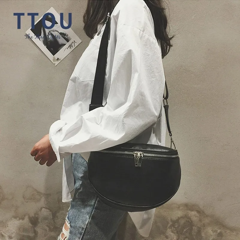 

TTOU Women Shoulder Bag Hip Belt Female Small Bag Solid Pu Leather Crossbody Bag Fashion Money Messenger Bag Pochete