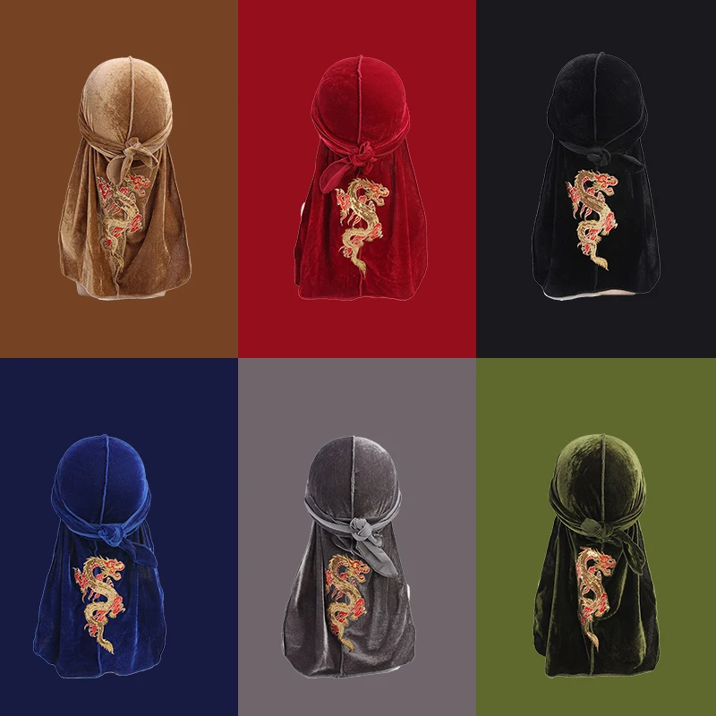 

Unisex Silky Durag Bandana Hat hip hop headwrap Bandanas Doo DU-RAG Long Tail velvet