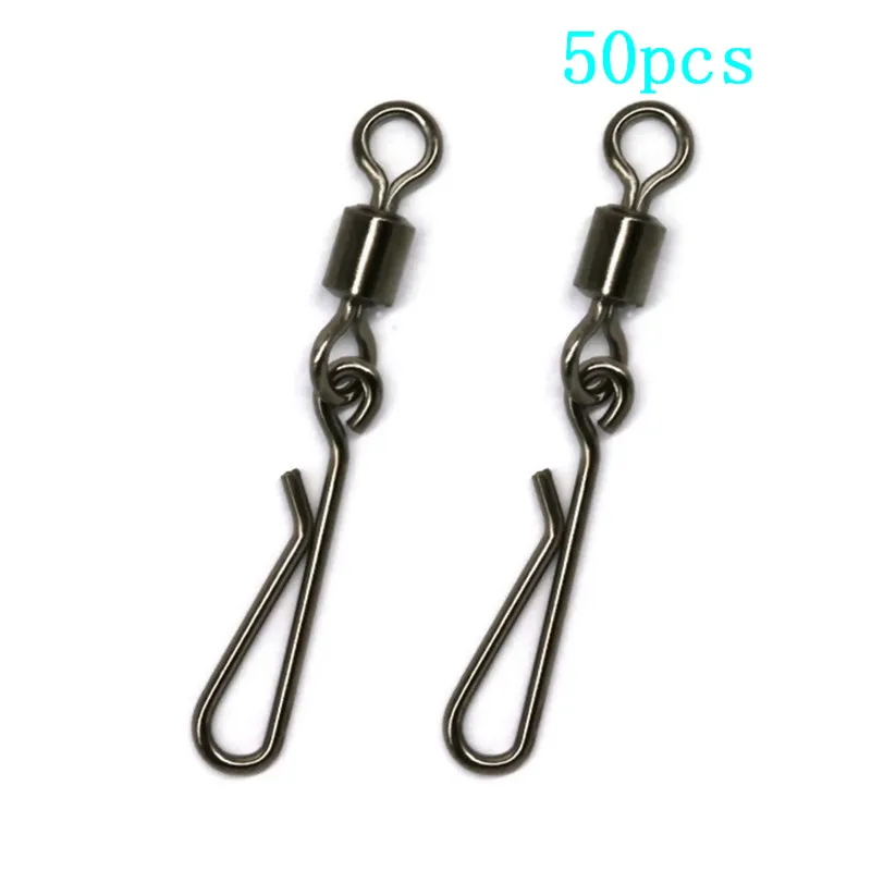 HOT 50pcs рыболовные Вертлюги Вертлюг замок размер крючка приманка соединитель