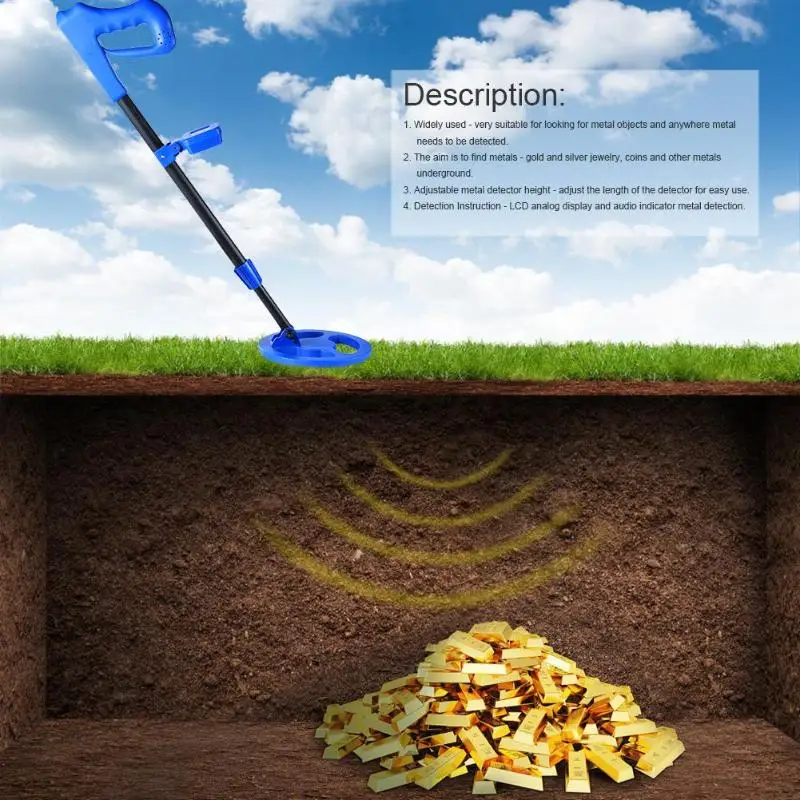 

Handheld Underground Metal Detector with 2 Mode Treasure Hunter Gold Digger Finder Sensitive Adjustable Scanner MD1011
