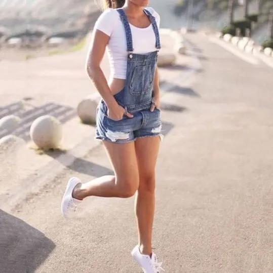 

2019 Newest Women's Plus Size Denims Pants Romper Hole Ripped Jeans Overalls Jumpsuits Casual Suspender Trousers Shorts