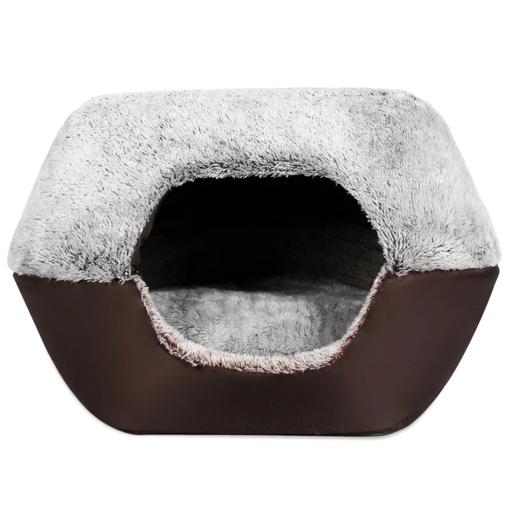 Мягкий теплый кошка кровать коврик можно стирать плюшевый питомец собака кошка кровать гнездо Ger со съемной подушкой хаки Светло-серый